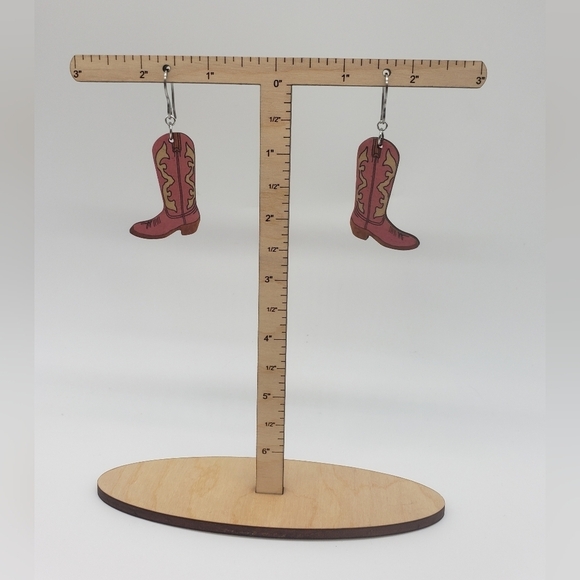 917- Cowboy Girl Boots Handmade Earrings NWT - Picture 2 of 2